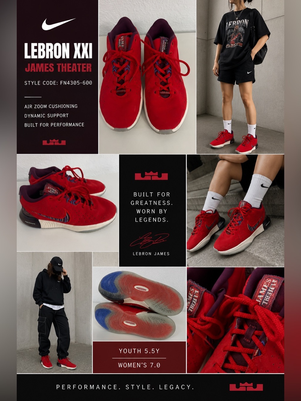Nike LeBron XXI James Theater Basketball Shoes 5.5Y